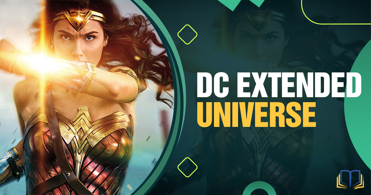 banner image with wonder woman that says dc extended universe