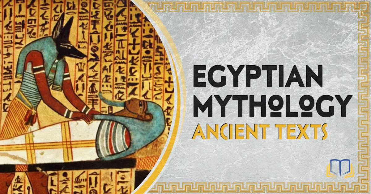 banner image that says egyptian mythology ancient texts