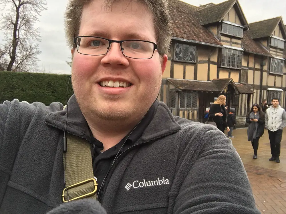 Me visiting Shakespeare's birthplace while returning to the UK for my Master's Degree.